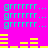 A bright pink background features cyan 'grrrrrrr...' text repeating in two , with yellow horizontal bars shifting positions between frames