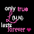 A contact sheet of five animated frames showing a pixelated text-based icon with 'only true love lasts forever' and pink heart symbols on black background, displaying subtle animation changes across frames.