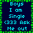 Pixelated text in cyan and green on dark blue background, arranged in a with repeated phrases and symbols