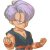 Pixelated character with light purple hair, closed eyes, and a slight smile wearing dark green sleeveless top over orange garment.