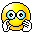Yellow emoji face with blue eyes and white hands covering mouth in various poses across a