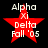 Red star-shaped icon with white text 'Alpha Xi Delta Fall '05' on black background, showing two distinct pixel states.