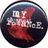 Circular dark blue icon with red and white text and a red abstract shape, surrounded by text reading Julia Loves My Chemical Romance.