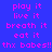 Pixelated text with repeated phrases on blue background, green highlighted sections changing across frames