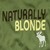 Pixelated text reads 'NATURALLY BLONDE' in dark and light block letters on a greenish background with a white cursor-like shape.