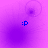 Purple gradient background with blue ':P' text and a small circular swirl animation in the top-right corner.