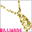Pixelated golden saxophone with 'BILLIANNE' text in pink, orange, and green across four on white background