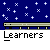 Animated sequence showing a red, white, and blue vehicle moving across platforms against a starry background with 'Learners' text below.