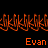 Animated sequence of repeating 'GK' patterns in rainbow colors above the name 'Evan' displayed below each pattern.