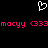 Pixelated white heart outline above pink text reading 'macyy (333macyy (333' on black background.