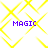 Four identical display 'MAGIC' text over yellow diamond lattice patterns on white backgrounds