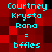 Cyan text on red and black pixelated background displays names Courtney Krysta Rana = bffles in two identical vertical