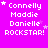 Pixelated text on bright pink background with white stars, displaying names and 'ROCKSTAR!' in multiple positions