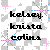 Pixelated text names 'kelsey', 'krista', and 'colins' appear in black on a gray checkered background with blue and pink starburst patterns.