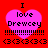 Red background with four identical pink heart-shaped icons containing text and symbols.