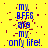 Yellow background with blue text reading 'my BFFS are my only life!' and scattered red pixel artifacts across the image.