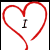 Animated contact sheet of three frames showing a red heart outline with sequential text inside: 'I', then 'Love', then 'You' on white background.