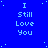 Blue background with repeated white text "I Still Love You" and scattered light blue dots, partially cropped on the right.