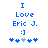 Blue pixelated text reads "I Love Eric J. :)" with five blue stars below, one light blue star in the center.