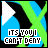 Static pixel art icon with blue background, green X pattern, black curved shape, white play button, and text reading "ITS YOU! CHIPT DENY" in blocky font.