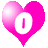 A static image showing a bright pink heart-shaped icon with a white center containing a vertical bar, alongside scattered gray pixelated text fragments on a transparent background.