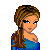 Pixel art contact sheet showing a female character with braided hair and blue top, upper body of person in blue shirt with Star of David symbol, and legs in light pants; text overlay reads "Every Body LOVESLOVES <3 A LOVESLOVES Jewish Girl" on solid blue background.