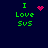 Green text 'I Love Svs' on dark blue background with pink pixelated heart and starburst symbols in four variations.