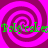 A static image with four identical spiral patterns in magenta and pink, overlaid with green text reading "Polyeakes" in a pixelated font.