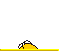 Yellow cartoon character with brown hair and nose, white shirt, peeking over a yellow horizontal line on gray background.