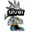 Four pixelated character icons arranged in a , each with overlaid text labels: silver, sonic, shadow, and blaze
