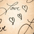 Pixelated icon with multiple heart shapes and abstract lines on a light beige background, featuring partial text reading "love" in the upper center.