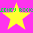 Yellow stars and green text on a pink background, with identical static frames showing four yellow stars arranged in two above repeated "SENEY ROCK:SENEY ROCK" text