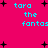 A static pixel art image with a bright pink background, cyan text reading 'tara the fantaz', and scattered black plus signs.