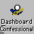 A 4-frame animated contact sheet showing a pixelated stick figure with white head and blue/yellow body holding a yellow object, paired with text reading "Dashboard Confessional" in two rows on gray background.