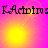 Pixelated text 'KAcroim' appears over a pink and yellow gradient background with animated light effects.