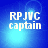 Blue background with white text 'RPJVC captain' in pixelated font, four identical arranged in a , each showing the same text with slight variations in background brightness and lens flare effects