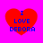 Four red heart shapes on a bright pink background, each containing blue text reading "I LOVE DEBORA" in pixelated font.