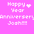 Pixelated text on bright pink background with animated heart and star symbols replacing the period in 'Happy' across frames.