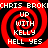 Red and black spiral background with white text reading "CHRIS BROKKHIS BROK" at top, "UP WITH KELLY" in center, and "HELL YES" at bottom.