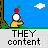 Pixelated animation of a character with white head and yellow body holding red object, throwing it across blue sky background with clouds and trees.