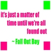 A static image with pink and green text on a white background, featuring four colored squares at the corners.