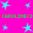 Bright pink background with cyan star shapes and green text reading "CAROLINE<3" repeated twice horizontally.