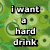 Green abstract background with circular patterns and text reading "i want a hard drink" above "i need a juice box".