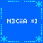 Blue background with cyan dotted lines forming a cross and star shapes at corners, displaying repeated white text 'H3CiIA =]' in four quadrants.