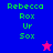 Pixelated text 'Rebecca Rox Ur Sox' on blue and pink backgrounds with a star symbol changing color.