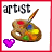 identical artist-themed icons featuring a paint palette with brush, 'artist' text, and alternating heart colors