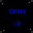 Blue text 'Crissy' and ':D' on a black starry background with white dots, arranged in a pattern