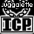 Black-and-white pixel art icon with heart motifs and text elements, featuring 'Juggalette' at top left, 'ICP' in two , a number 4, and 'LIFE!!!' below