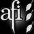 Pixelated black-and-white icon featuring stylized lowercase 'afi' letters with a curved accent above the 'i', accompanied by three leaf shapes on the right side against a solid black background.