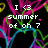 Pixelated text reads 'I <3 summer of oh 7 with all of my Heart' over a black background with colorful neon heart outlines.